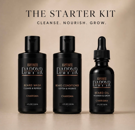 DAPPYR Starter Kit with beard wash, conditioner, and beard oil